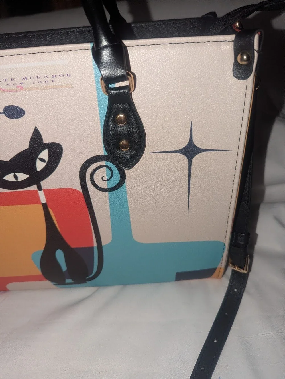 Atomic  Cat Kate McEnroe Mid Century  Modern Retro Geometric Satchel